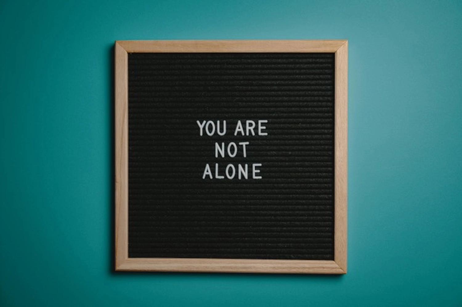 Praxisraumfuerdich - Melanie Schmitt, Coach - „you are not alone“, geschrieben auf einer Schiefertafel.
